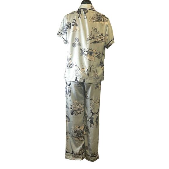 Katie Kime Après Ski Toile Pajama Set Blue Button Up Small Limited Edition - Picture 3 of 5
